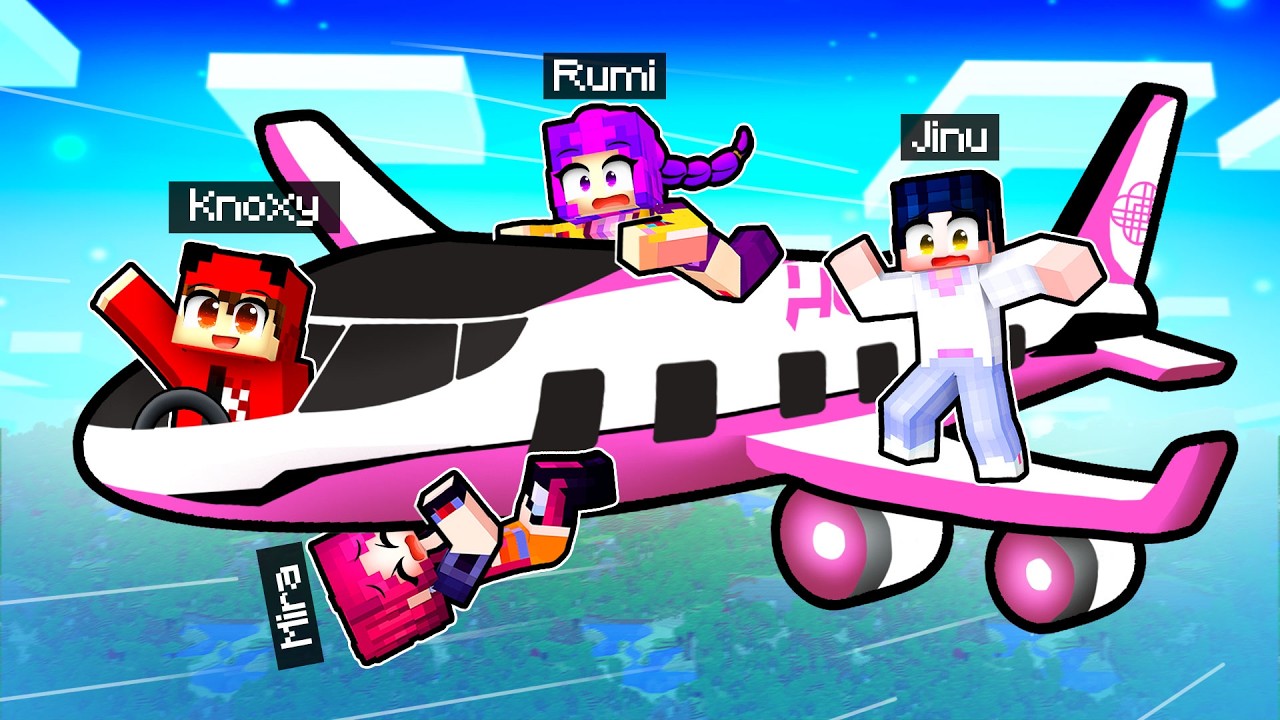 Knoxy video artwork showing Minecraft-style characters on a pink airplane.